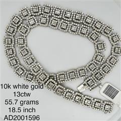 10K WHITE GOLD 13CTW DIAMOND FANCY LINK TENNIS NECKLACE
